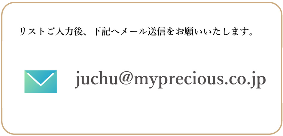 リストご入力後、下記メール送信をお願いいたします。